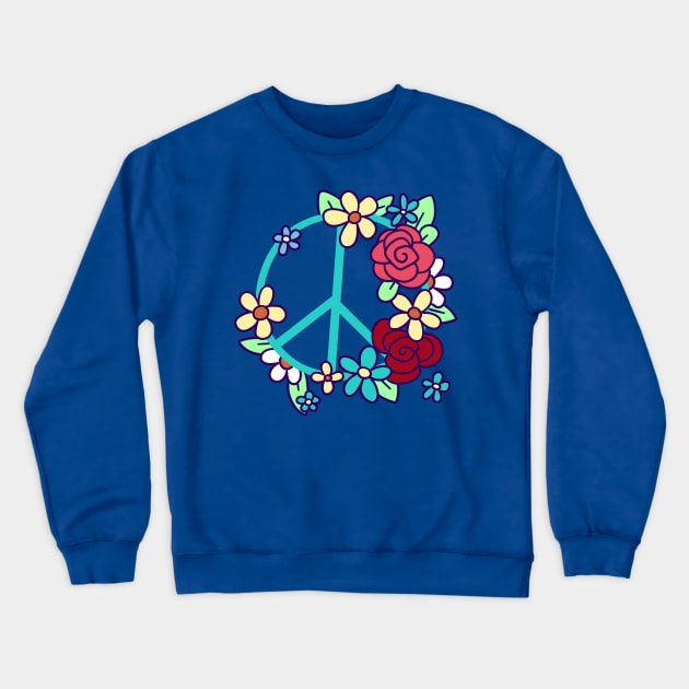 Flowery Peace Sign Crewneck Sweatshirt by saradaboru